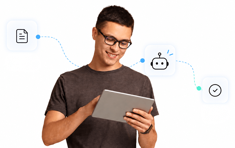 A Zia agent connected to customer records, data stores, invoices and apps
