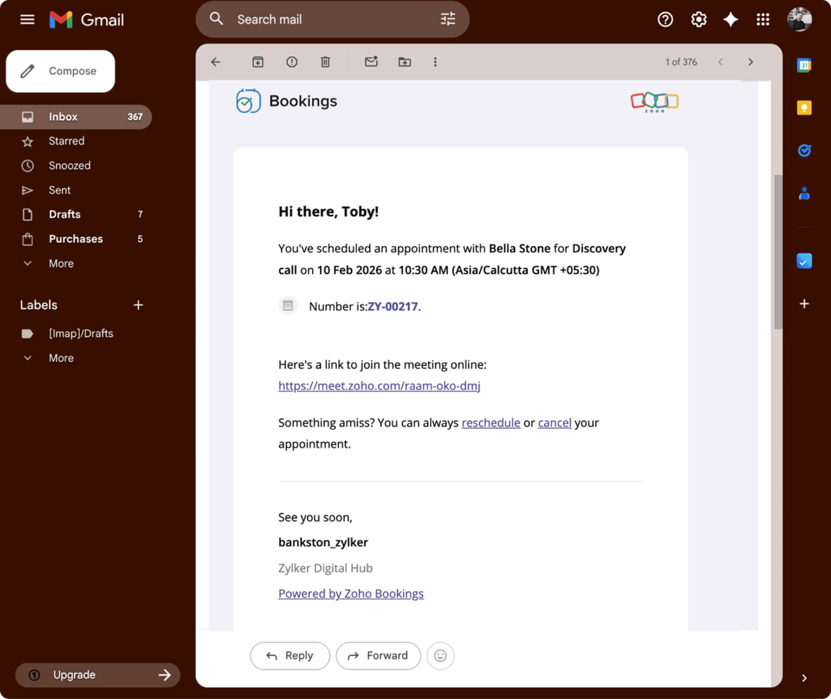 Add meeting links automatically screenshot
