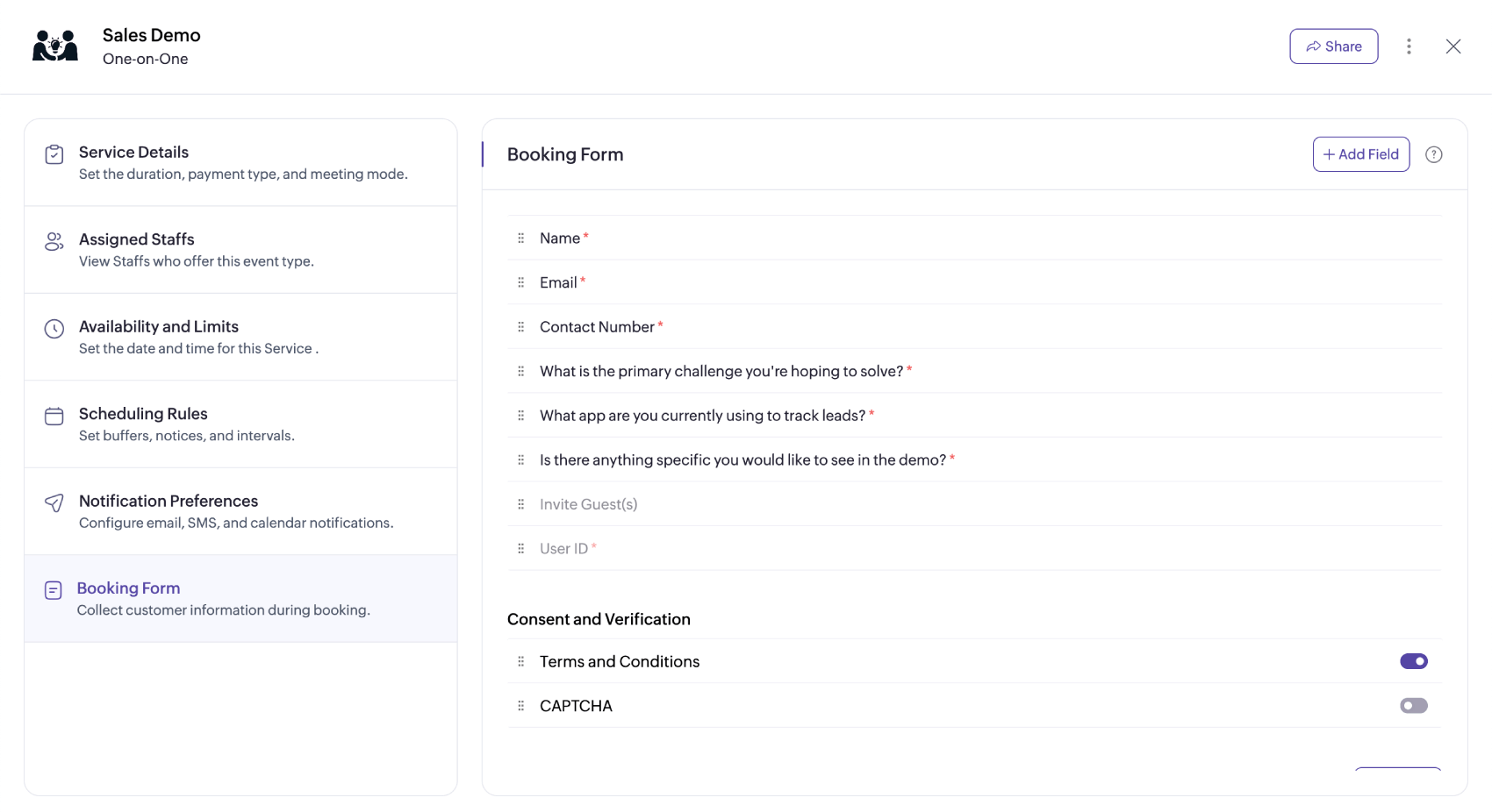 Collect more information through booking forms