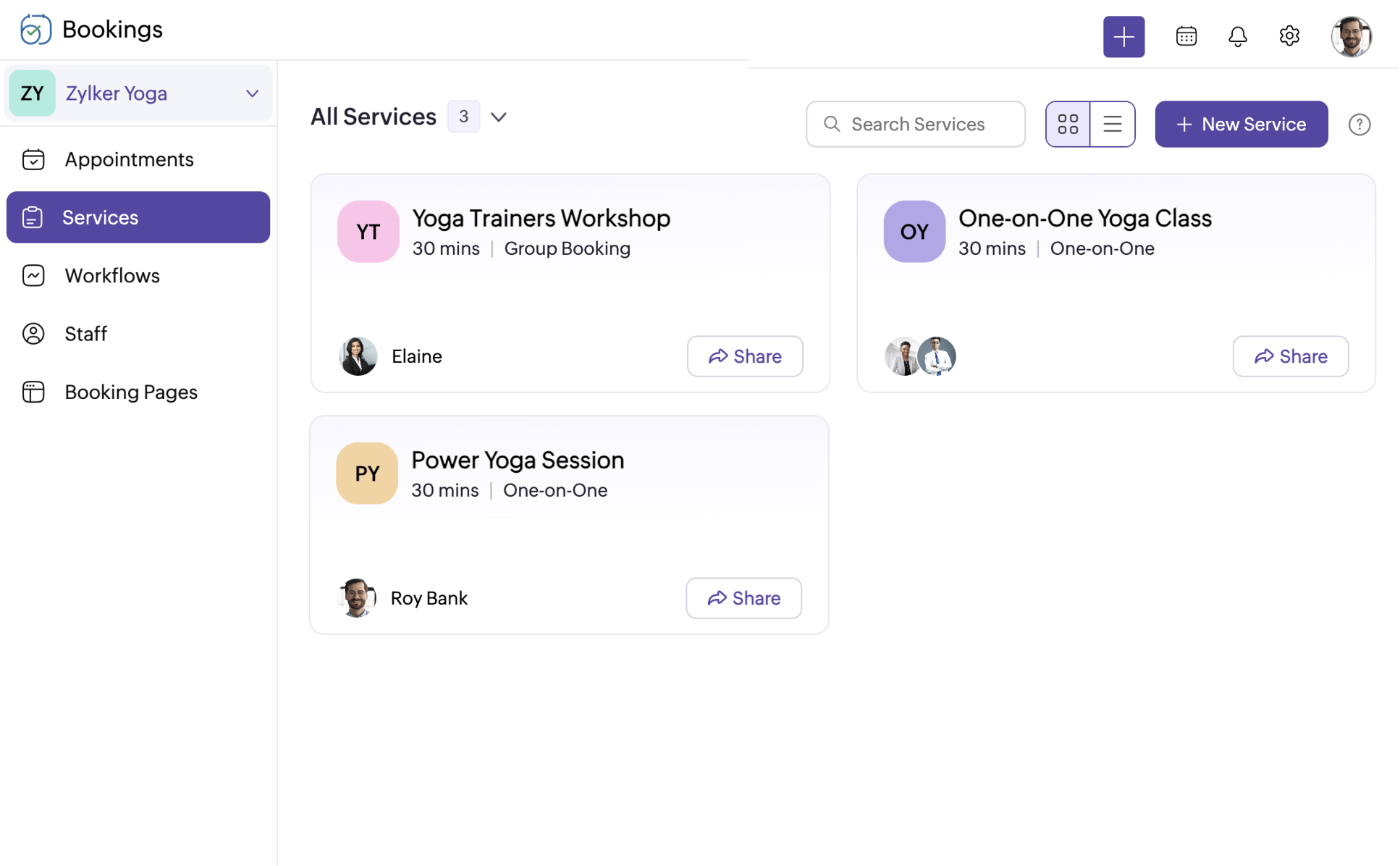 Online yoga class scheduling software