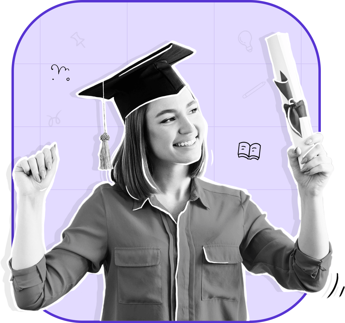 Woman smiling at her degree certificate