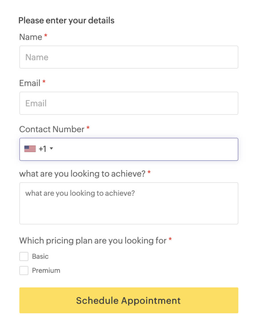 Zoho Bookings intake forms