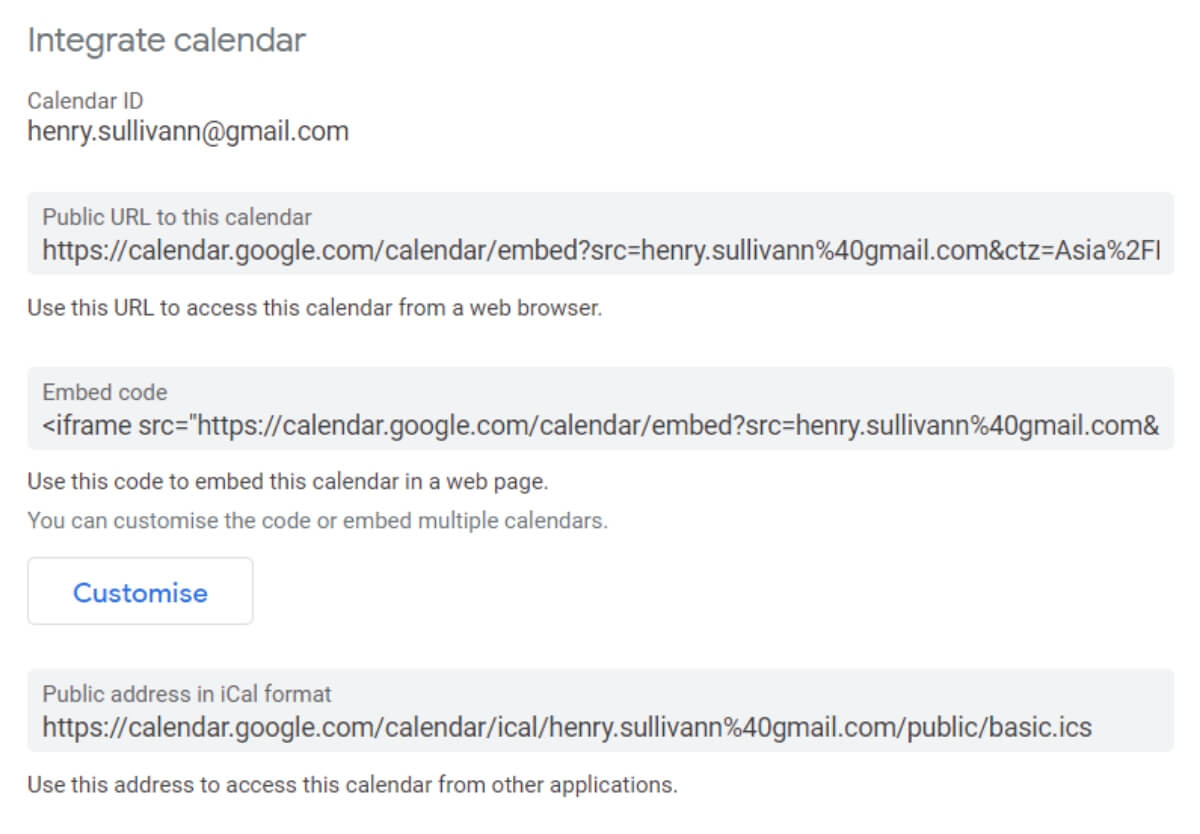 Integrate Google Calendar