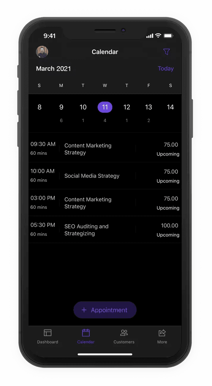 Manage bookings on mobile app