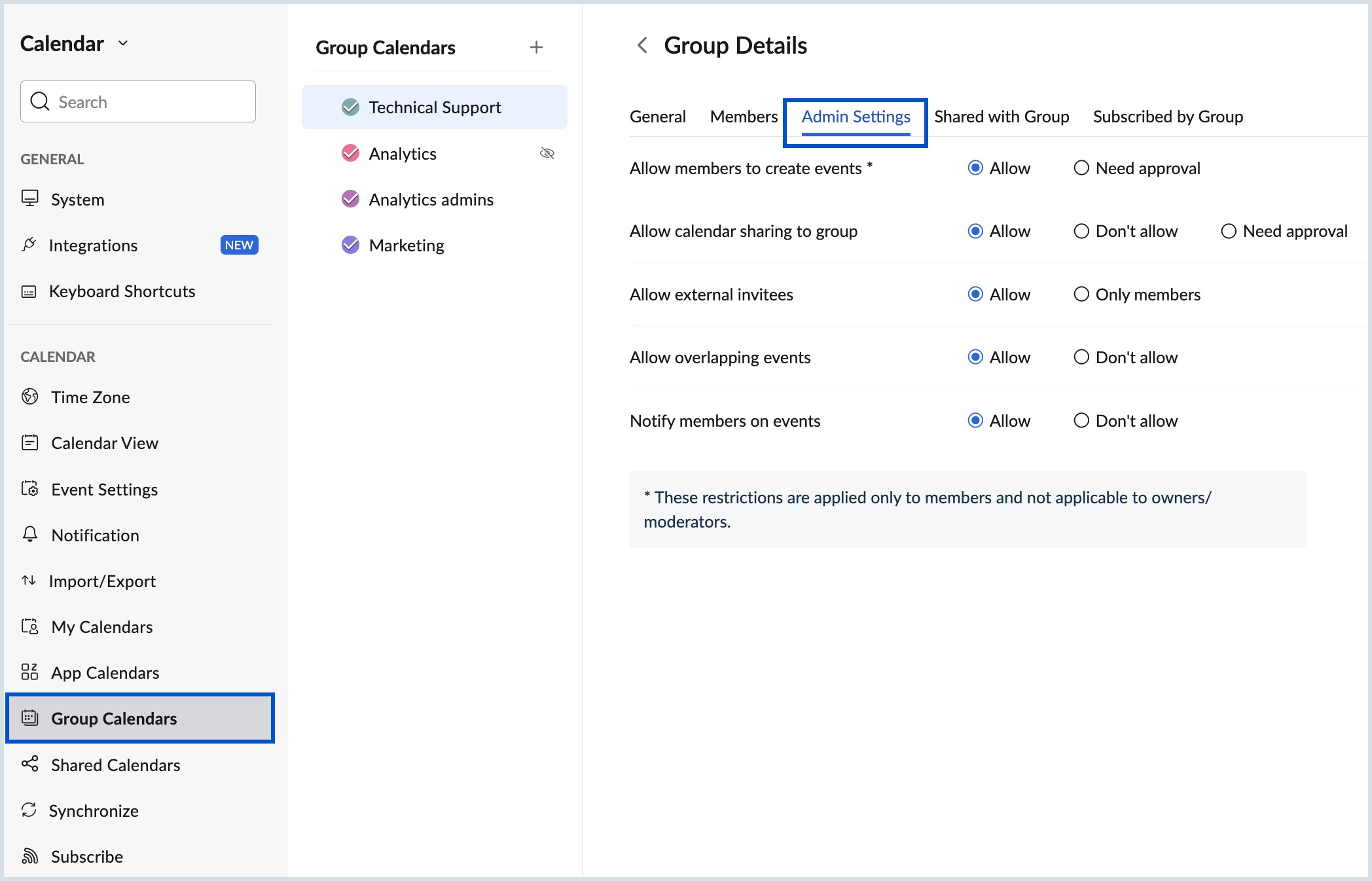 Group-Admin-settings
