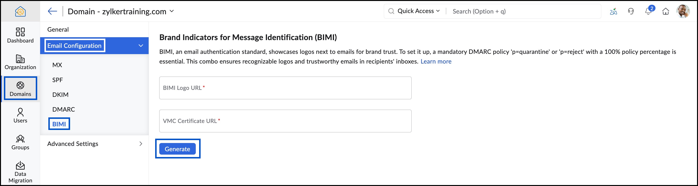 BIMI configuration