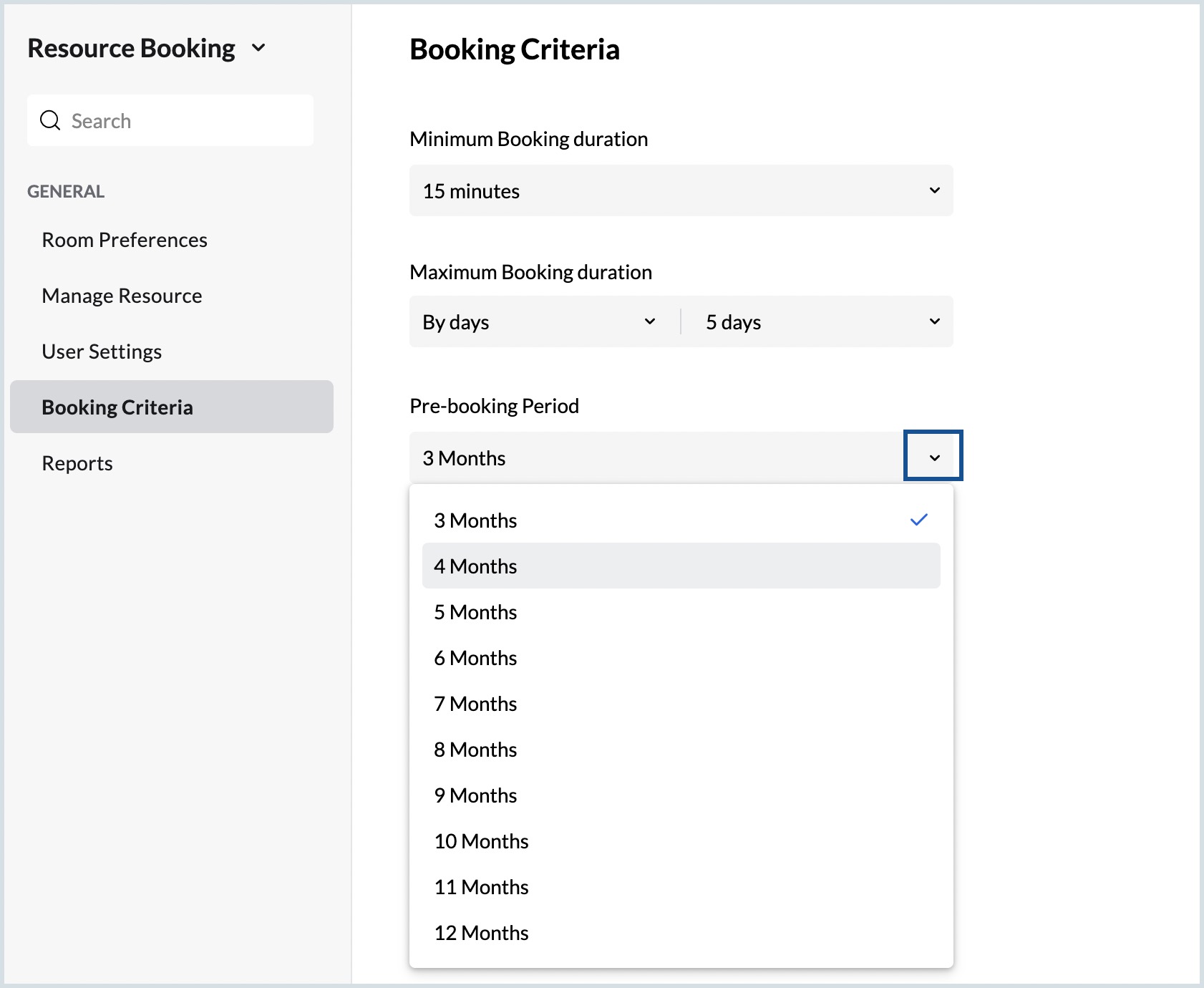 Booking criteria Zoho Calendar
