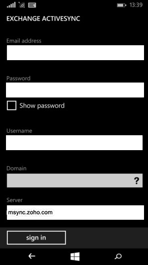 Sign in active sync
