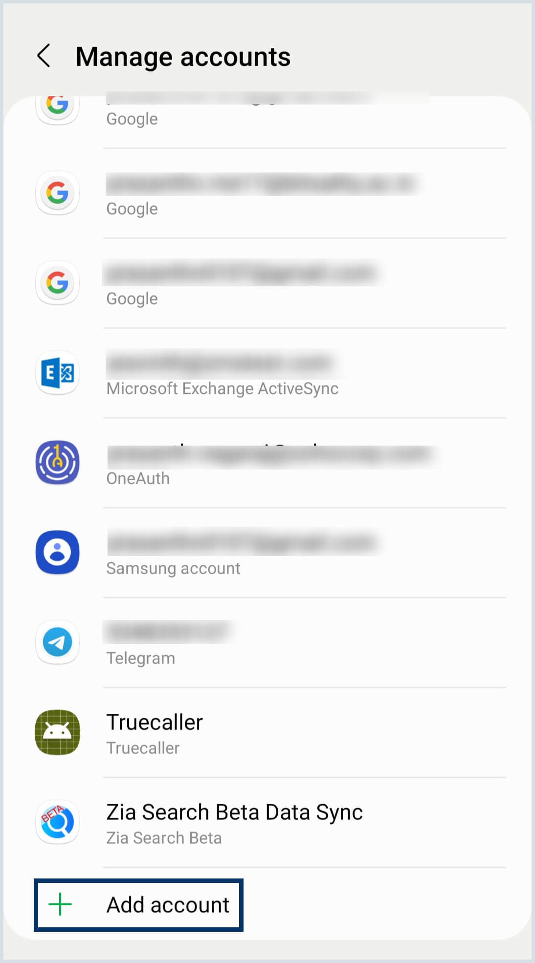 Manage accounts