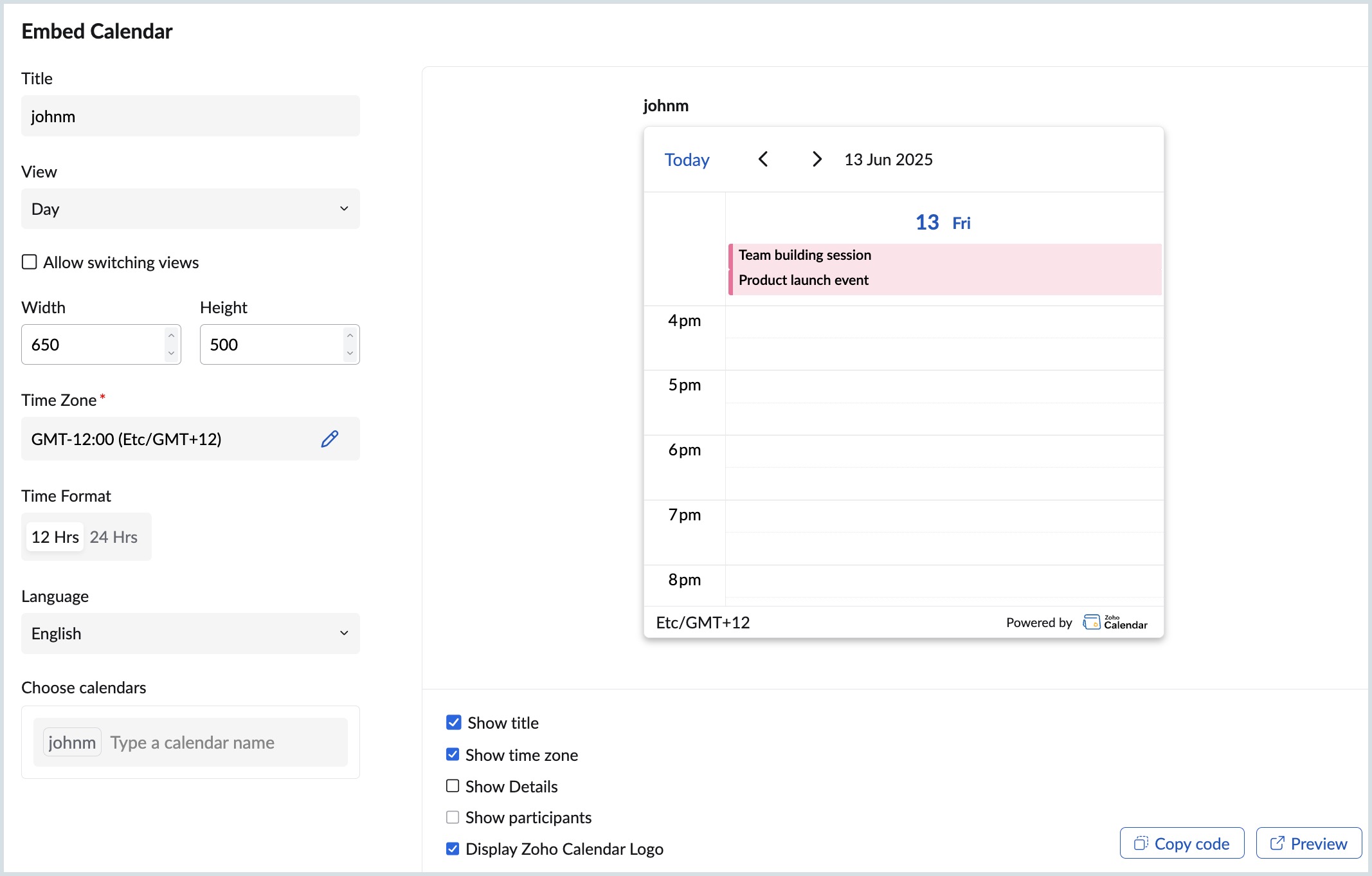 Embed Calendar