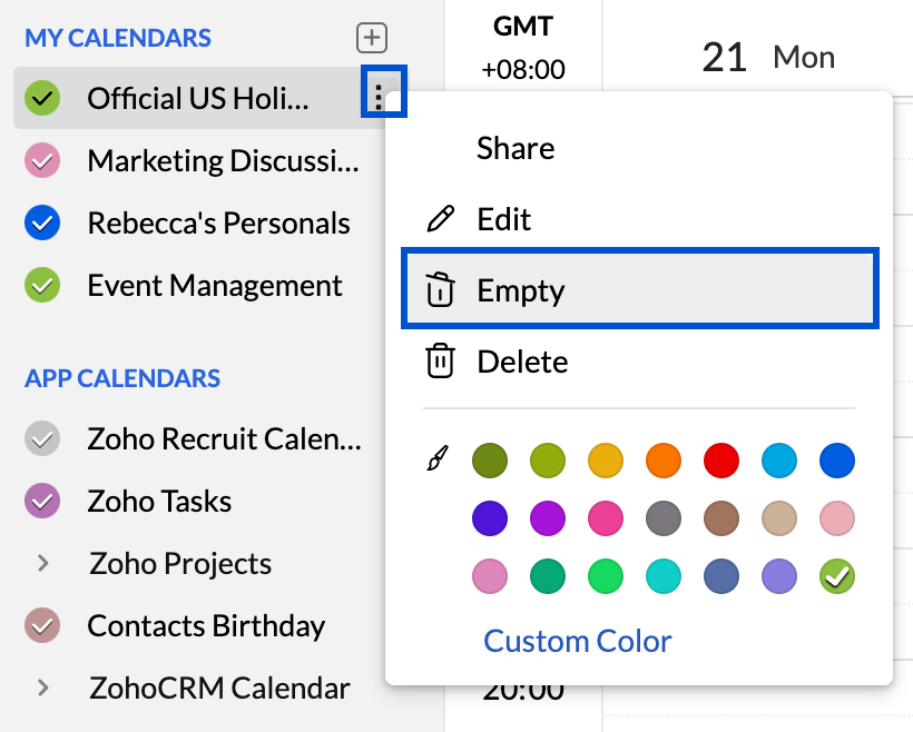 Empty calendar