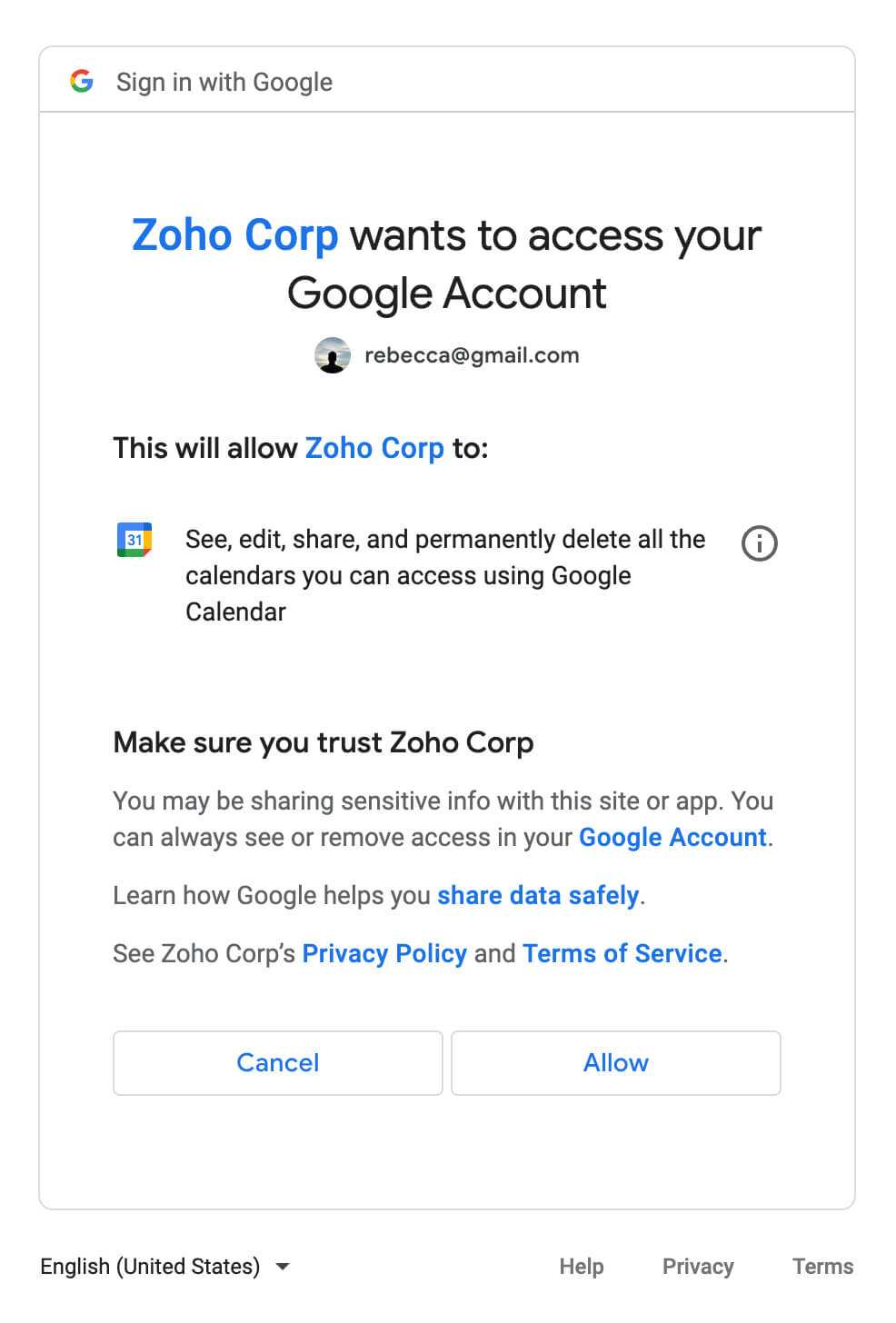 Sync Google Calendar Zoho Calendar