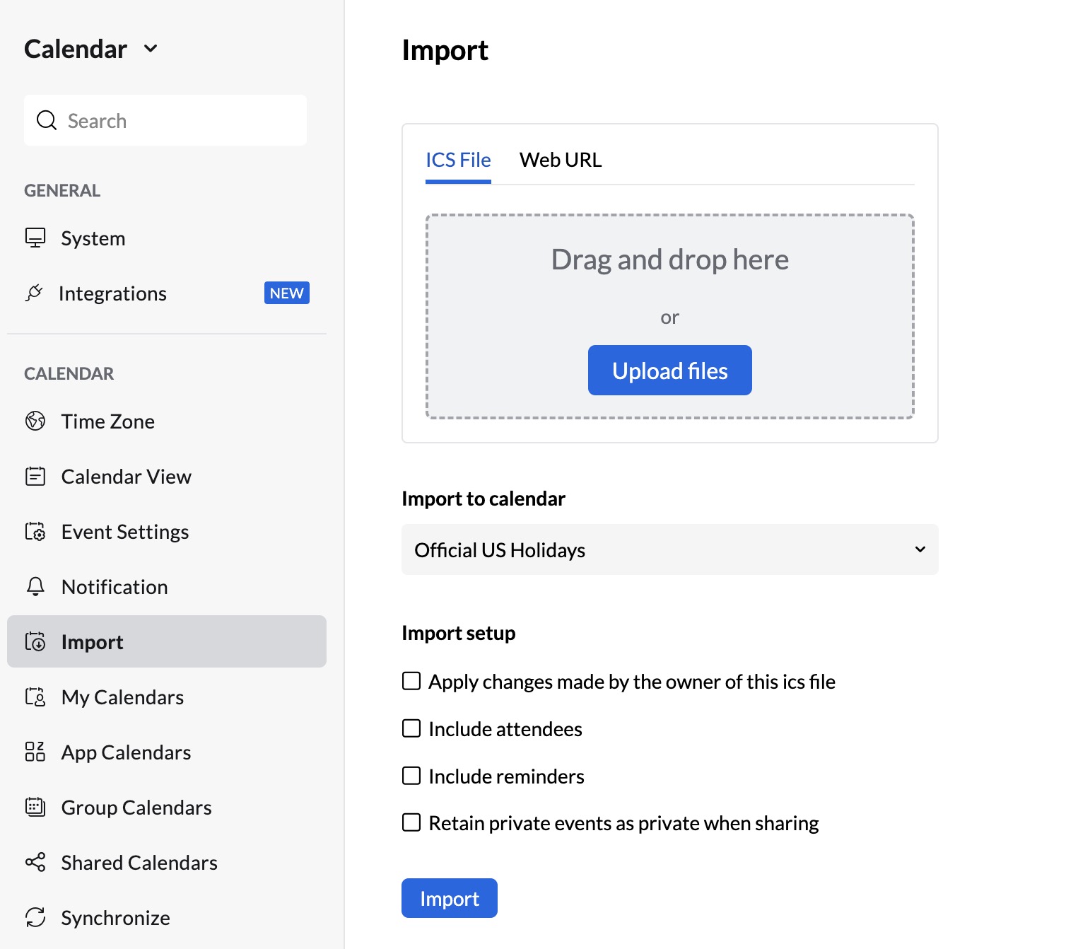 Import and Export Zoho Calendar