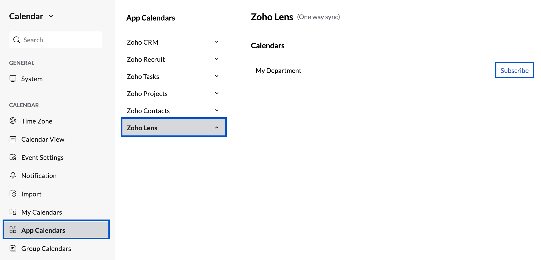 Zoho Lens Sync Zoho Calendar