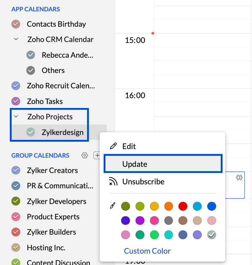 Zoho Projects Sync Zoho Calendar