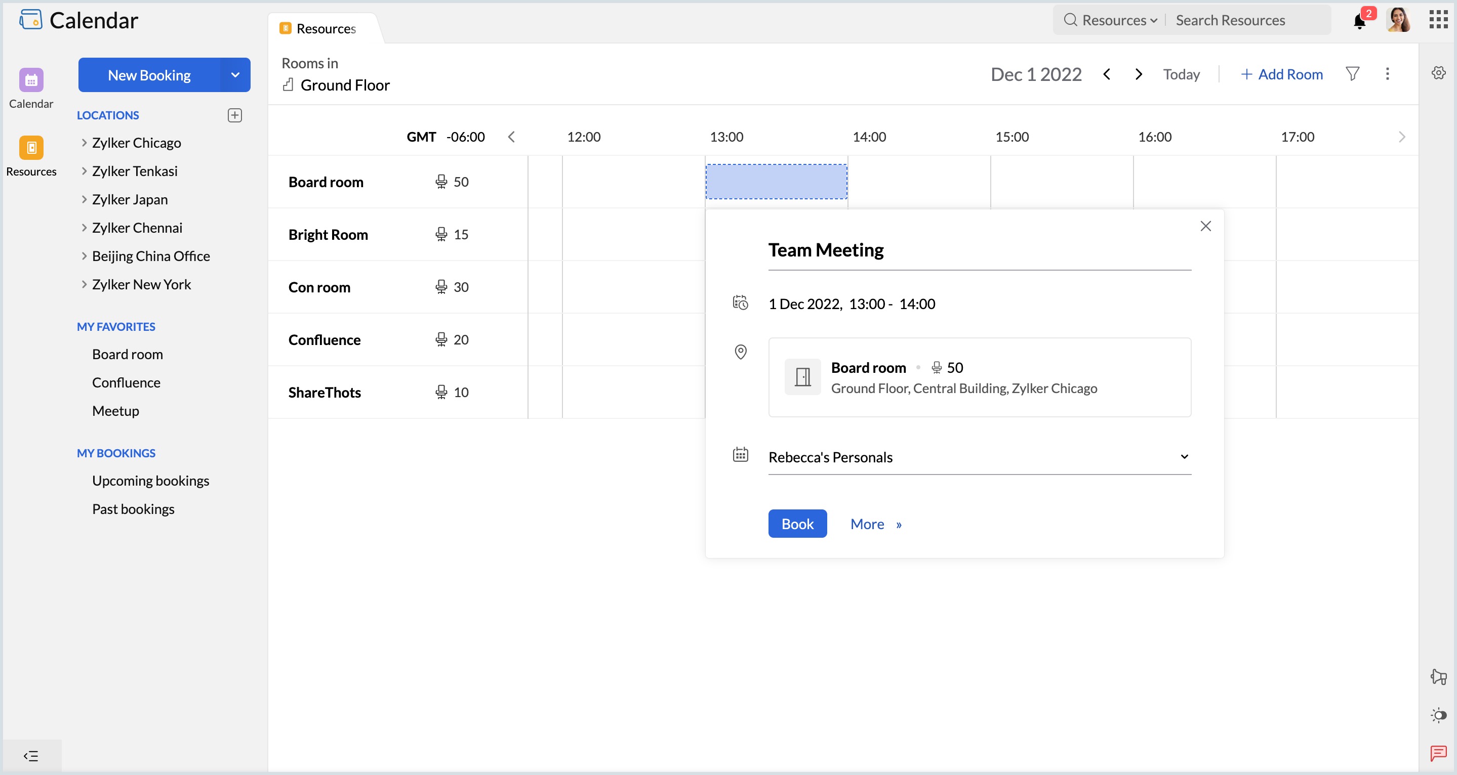 Resource Booking Zoho Calendar