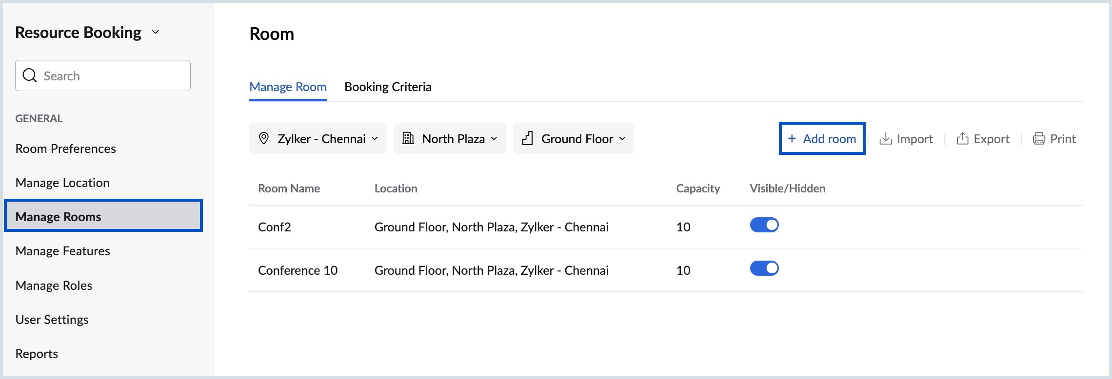 manage rooms