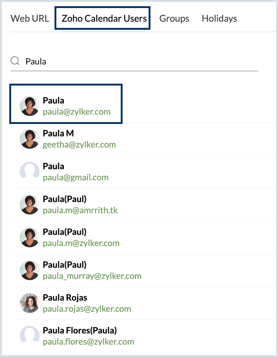 Zoho Calendar users