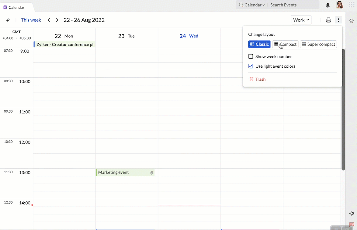 Calendar System settings Zoho Calendar