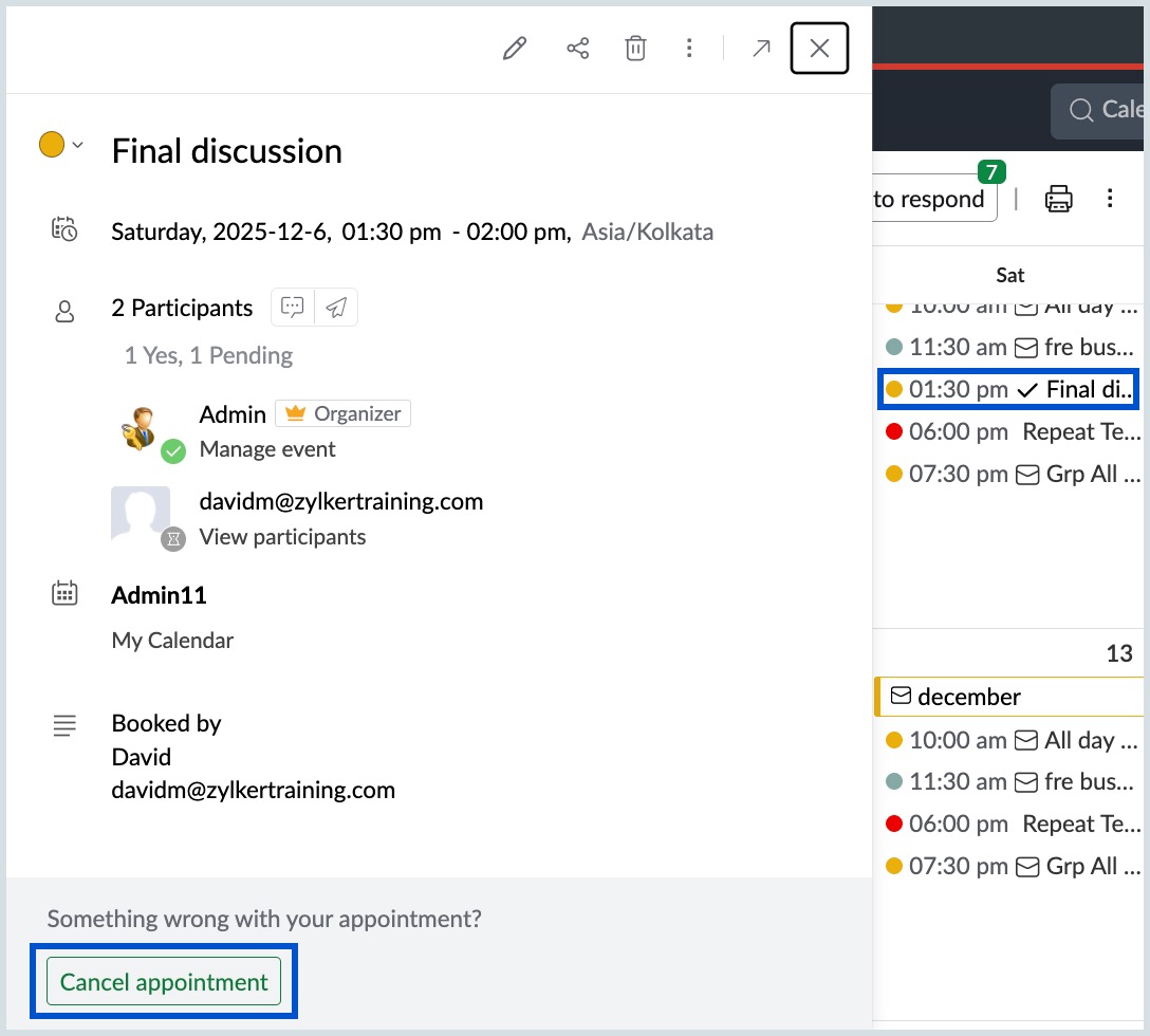 Cancel Appointment (Host)