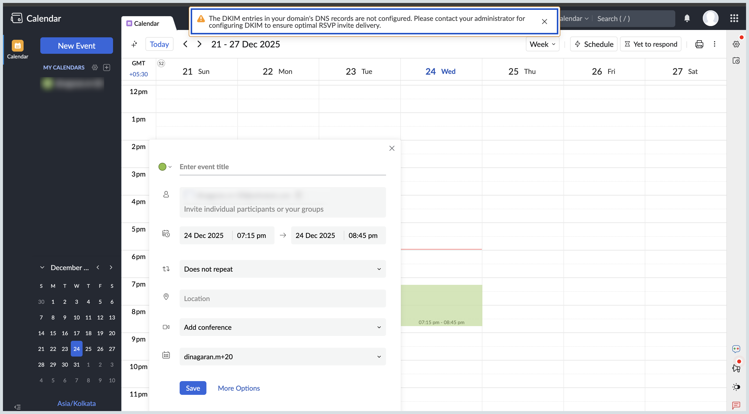 DKIM configuration error notification