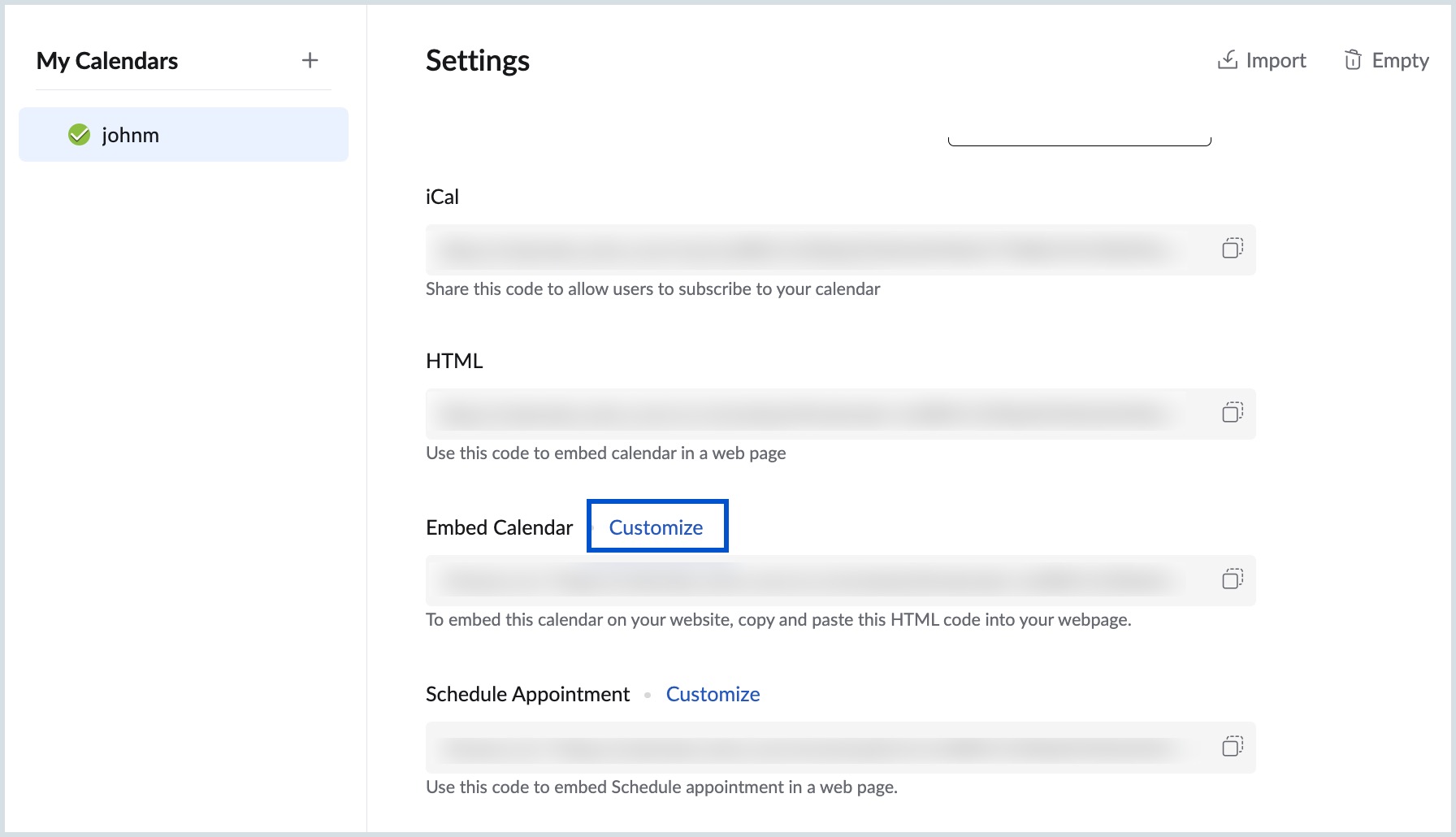 Customize calendar