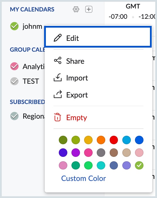 Edit Calendar