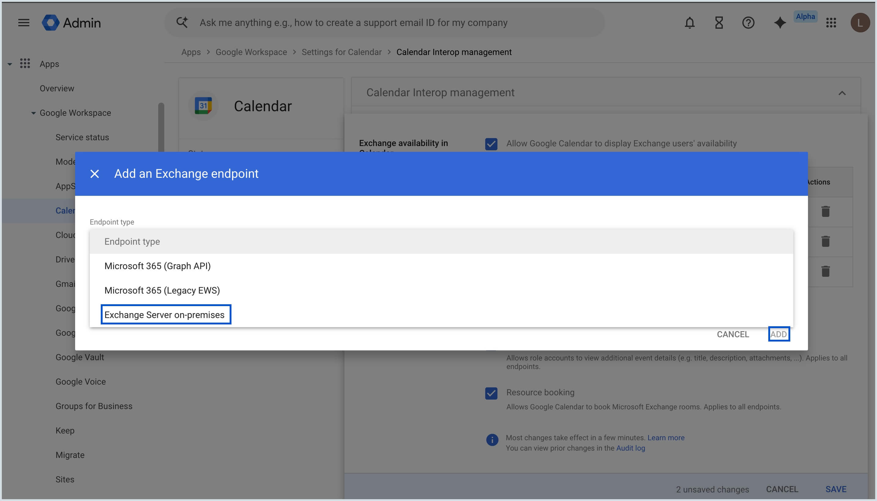 Select Endpoint type
