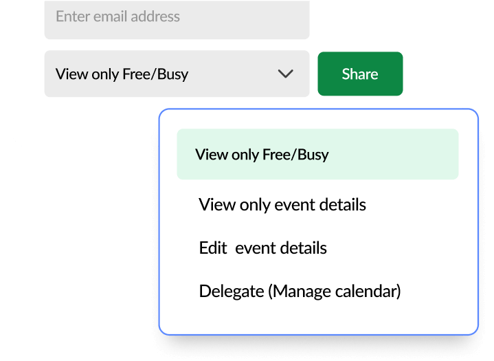 Delegate permissions to team members to manage your calendar