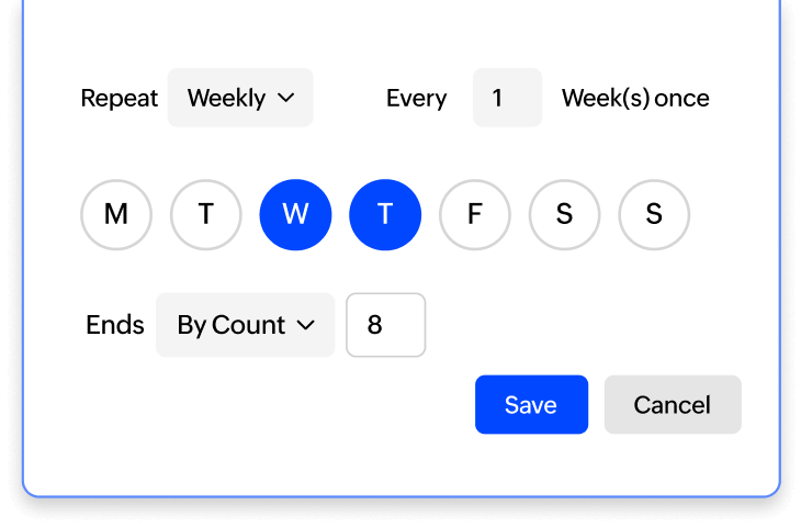 Set up repeat events