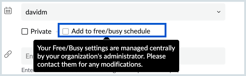 Add to Free/busy schedule disabled