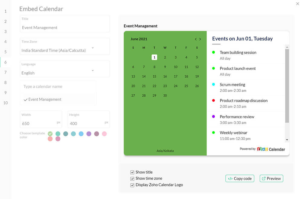 Agenda's delen en - Zoho