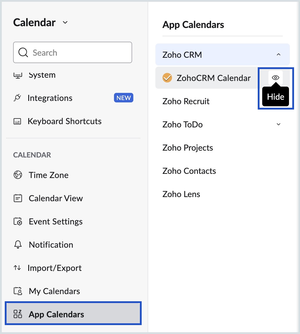 hide app calendar