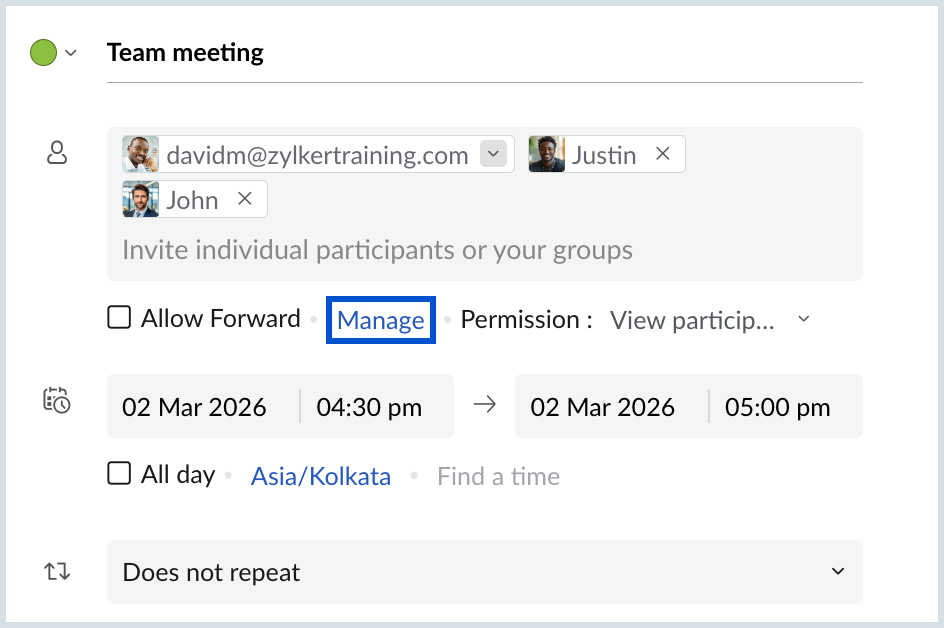 Manage participant availability
