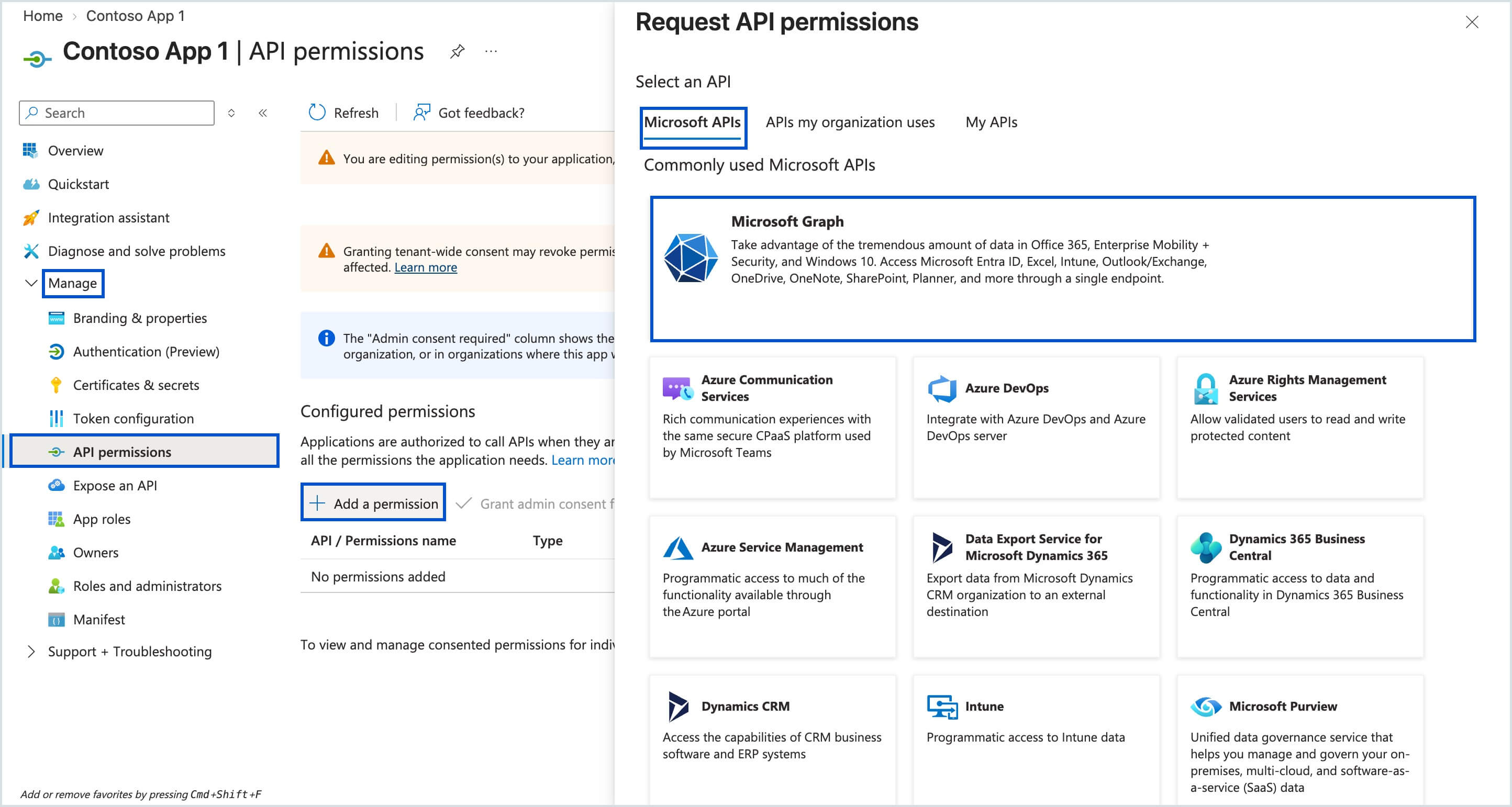 Select Microsoft Graph Select Microsoft Graph