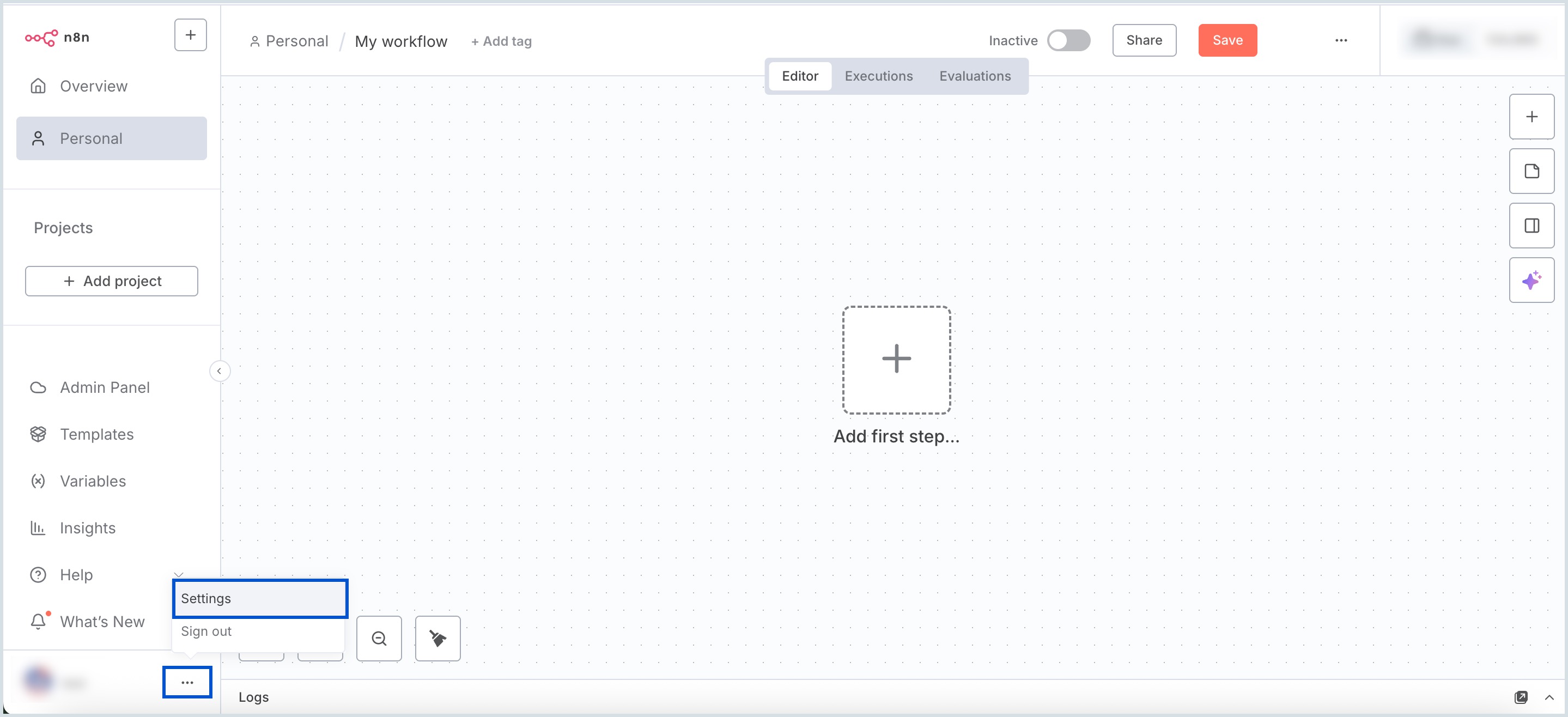 n8n node settings