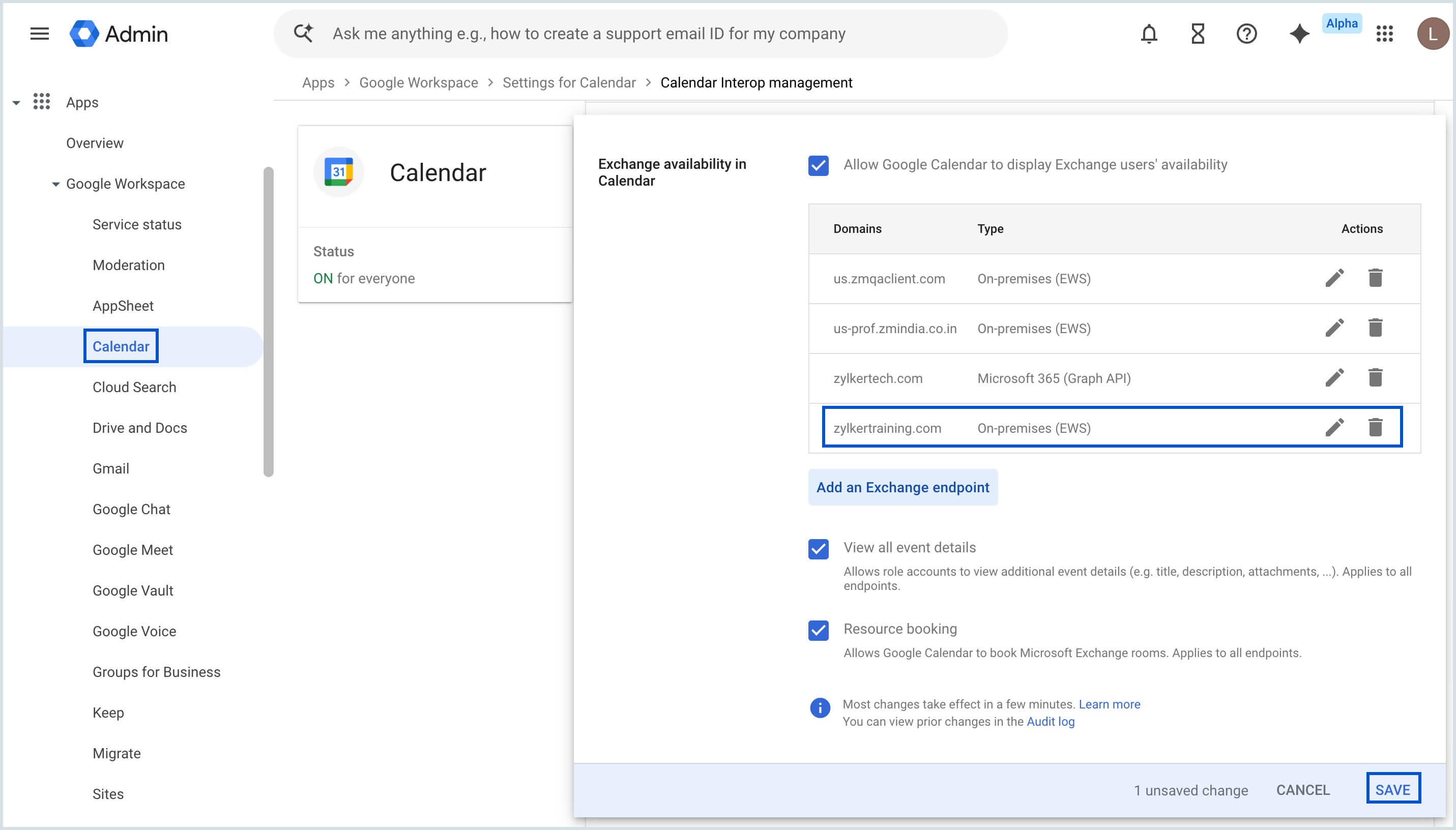 Save interoperability settings