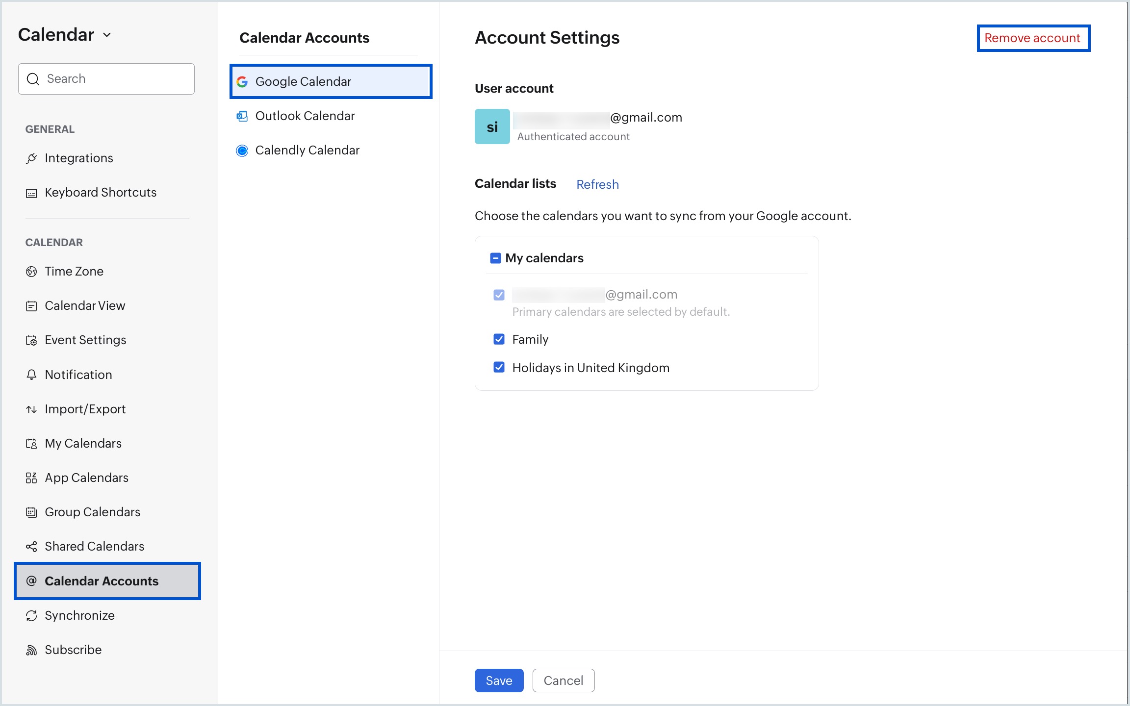 Remove Google Calendar Account Remove Google Calendar Account