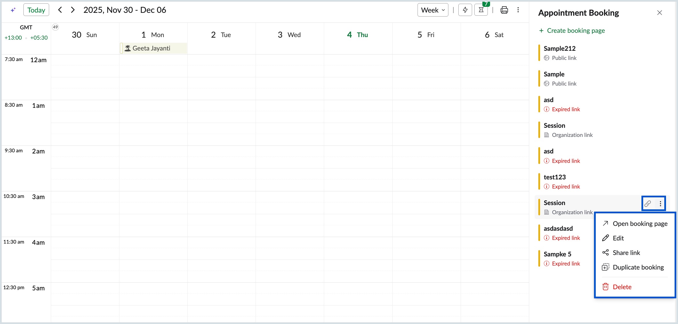 Manage your Booking Page