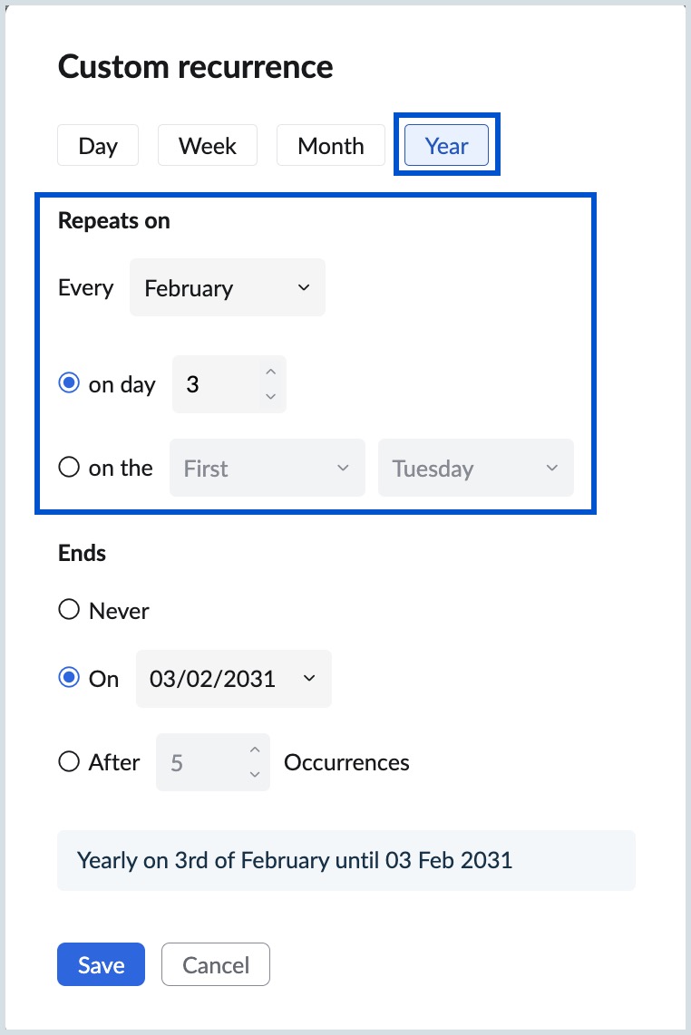 Select repeat pattern