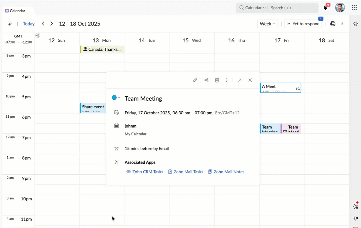 Associated Zoho CRM Tasks