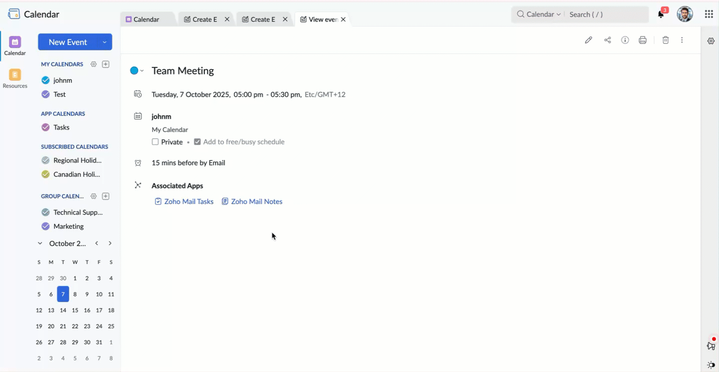 Associated Zoho Notes