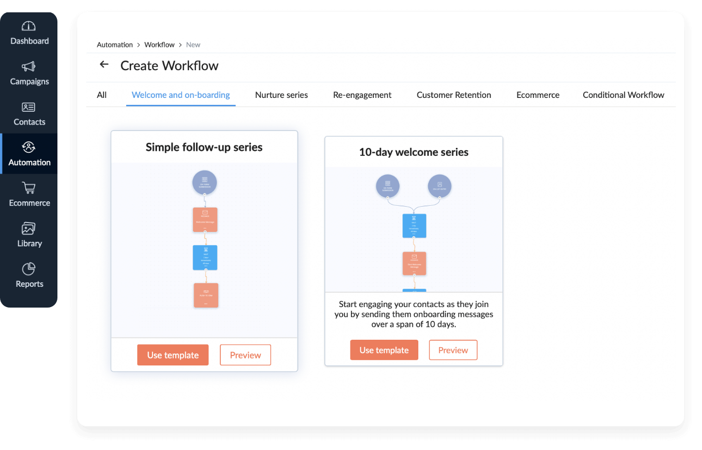 Low customer engagement workflow