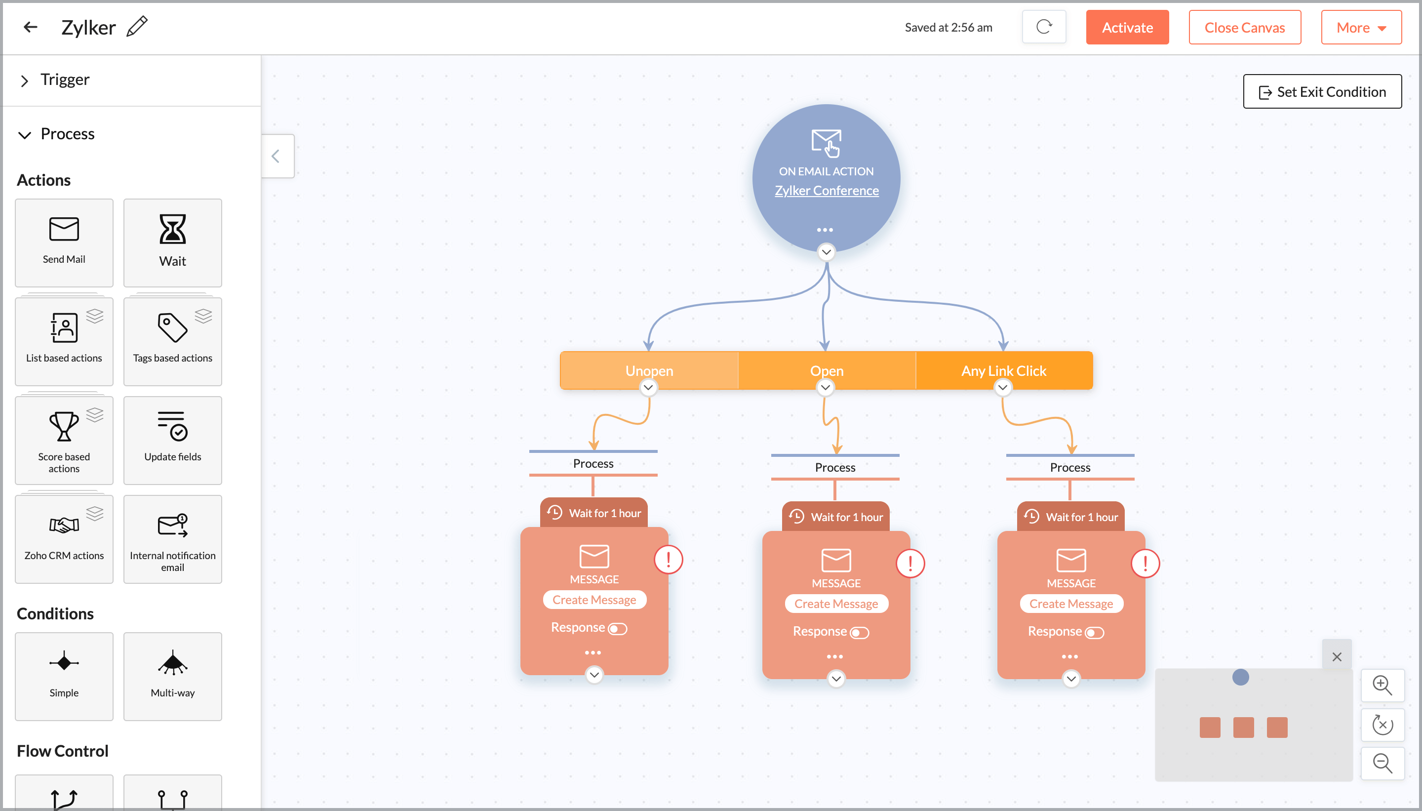 Can I send email action based emails for contacts in my mailing list?