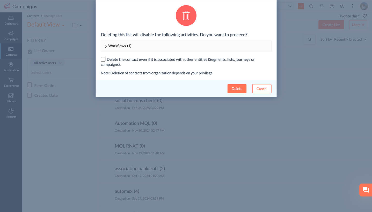 Delete unused lists