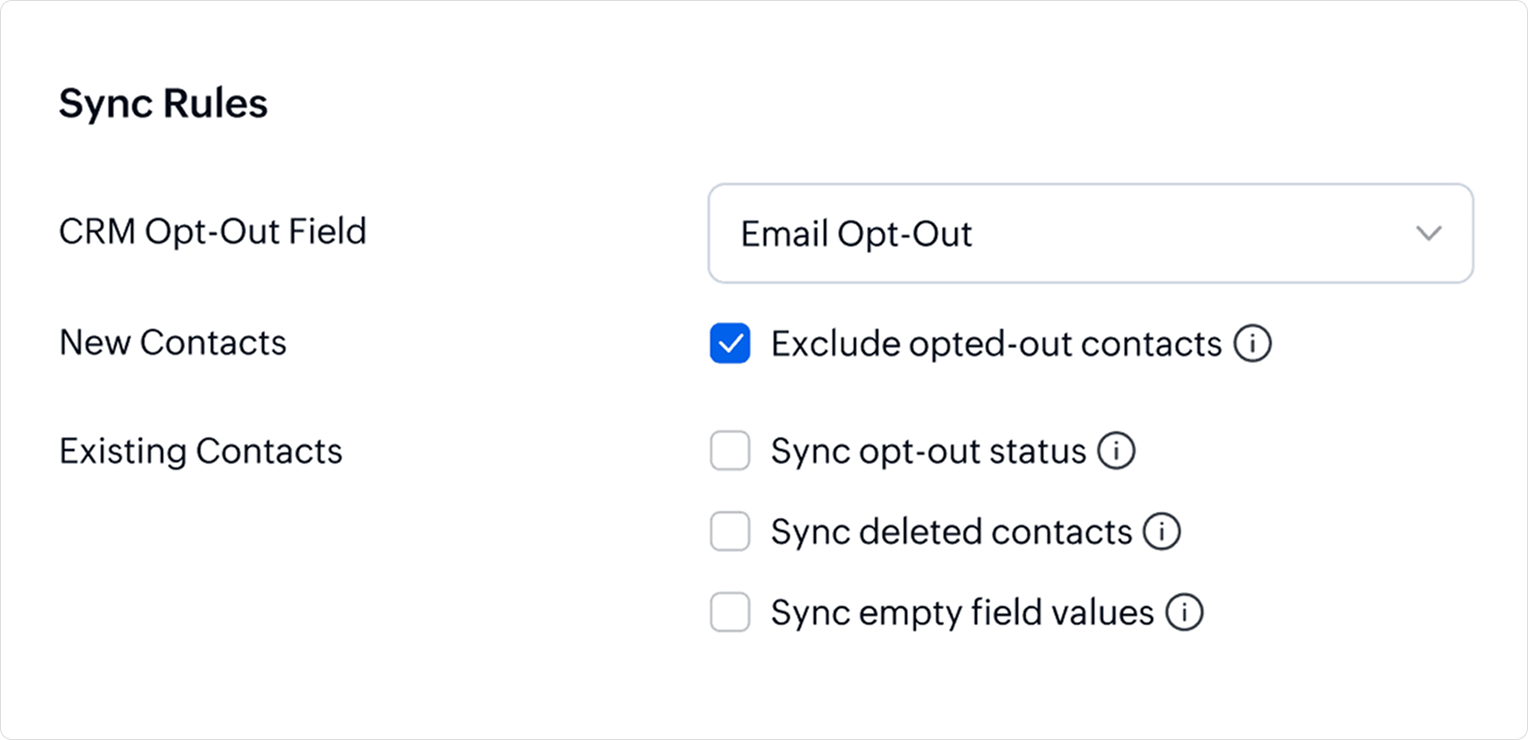 Zoho CRM email opt-out sync