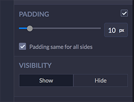 canvas editor padding and visibility options