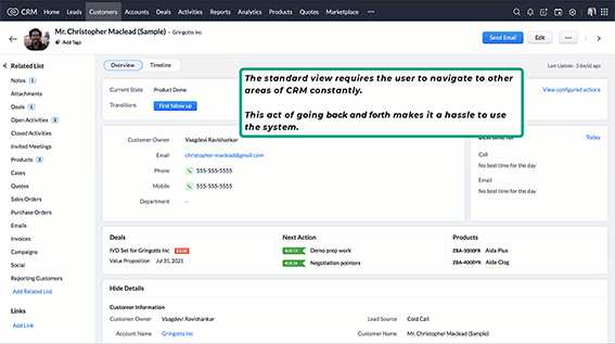 healthcare standard record detail page