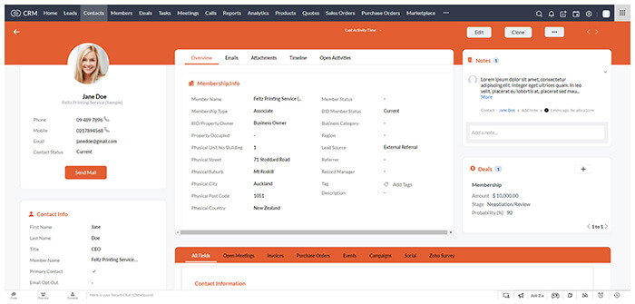 Sample Canvas template design by A1CRM Limited