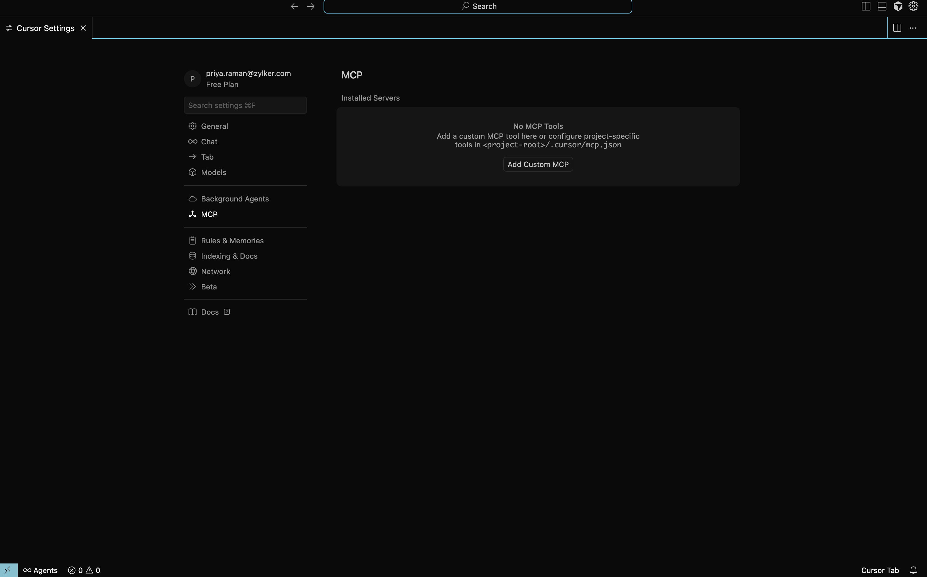 Adding custom MCP in Cursor